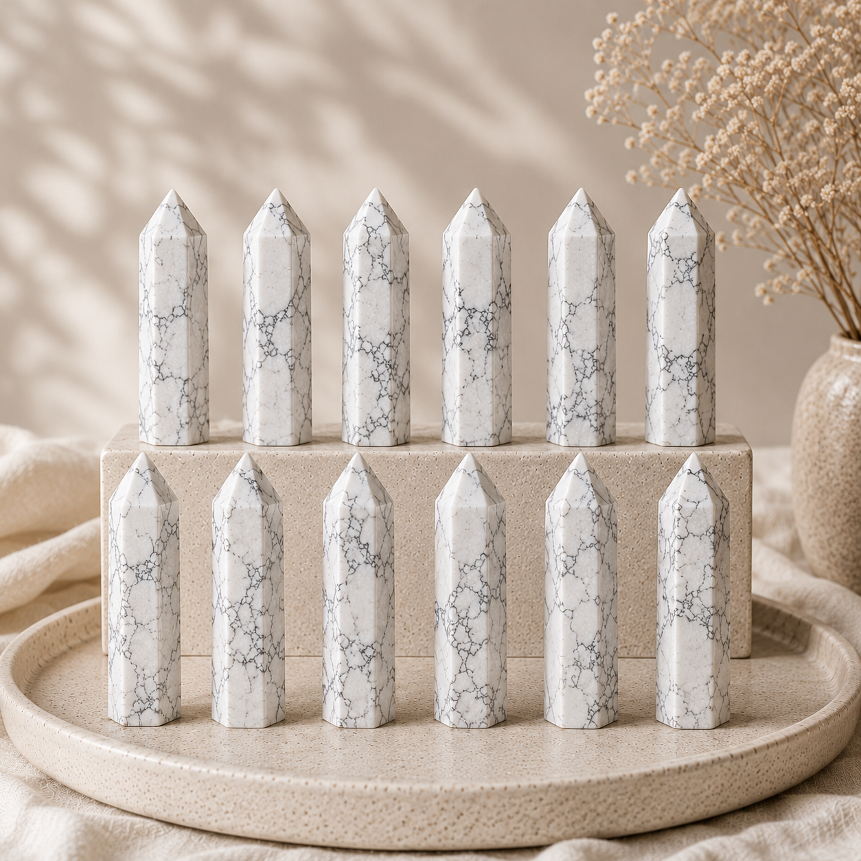 Intuitively Chosen Howlite Tower