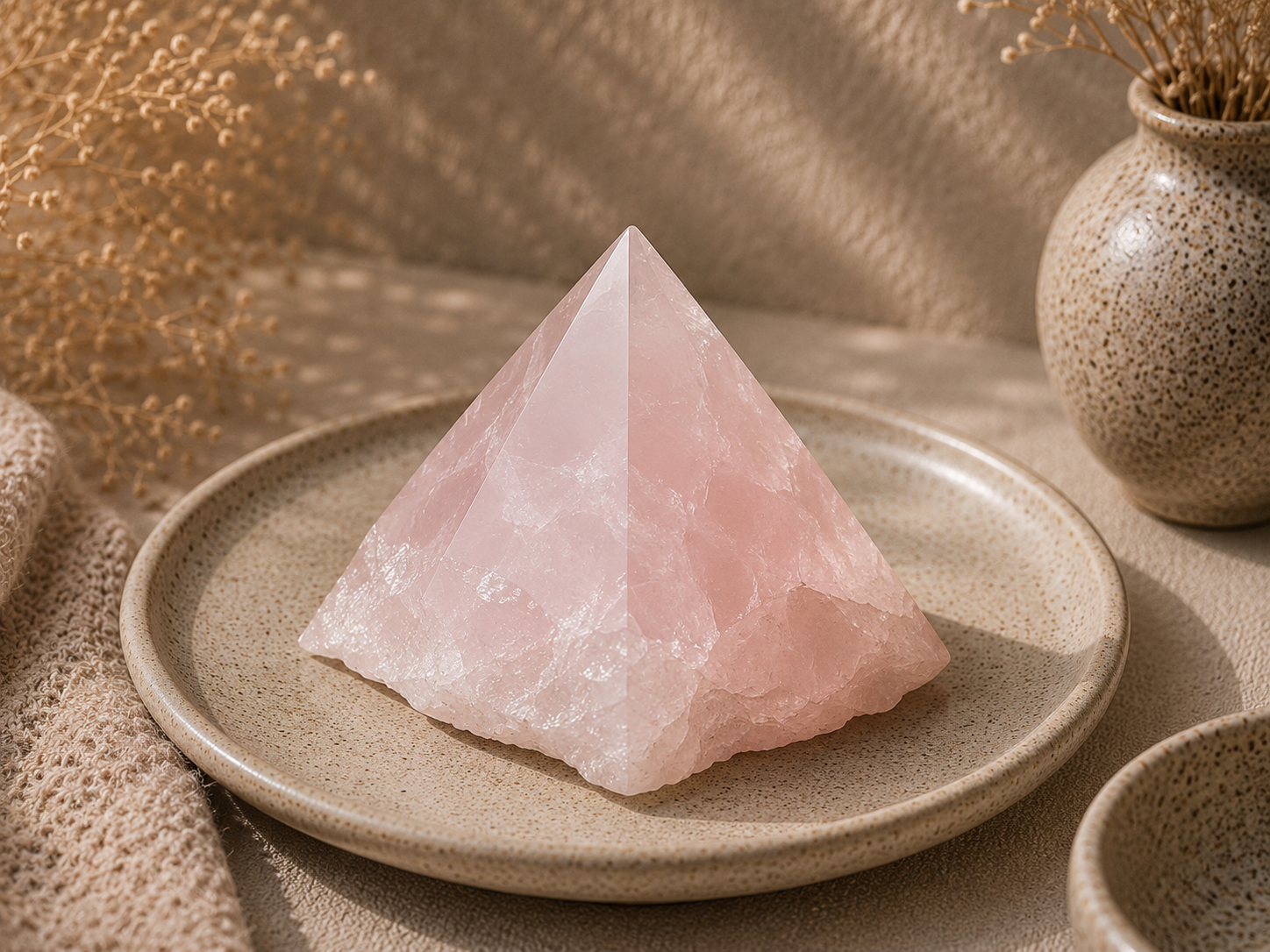 Rose Quartz Crystal Pyramid