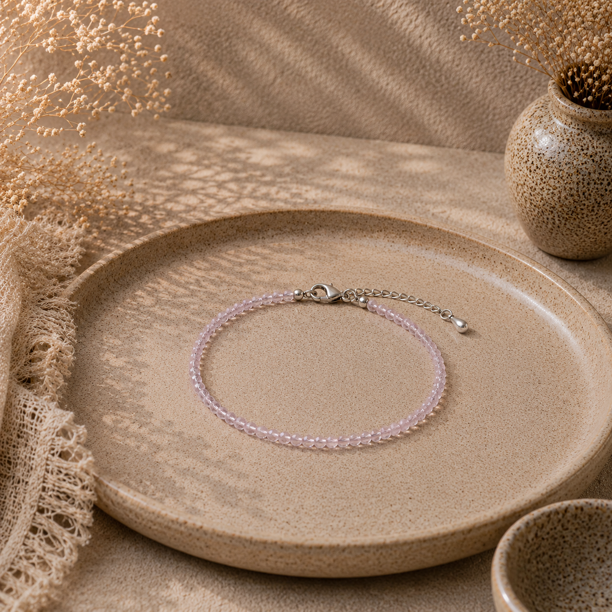 Rose Quartz Dainty Bracelet